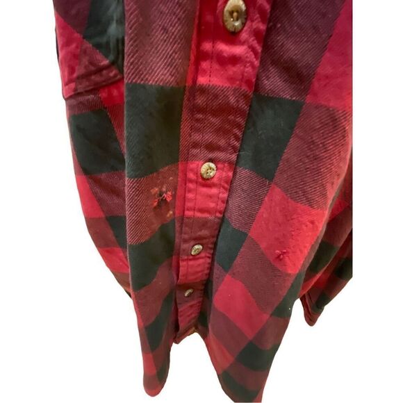 Field & Stream Vintage Button Down Red/Black Checkered Plaid Long Sleeve Flannel - Picture 8 of 14